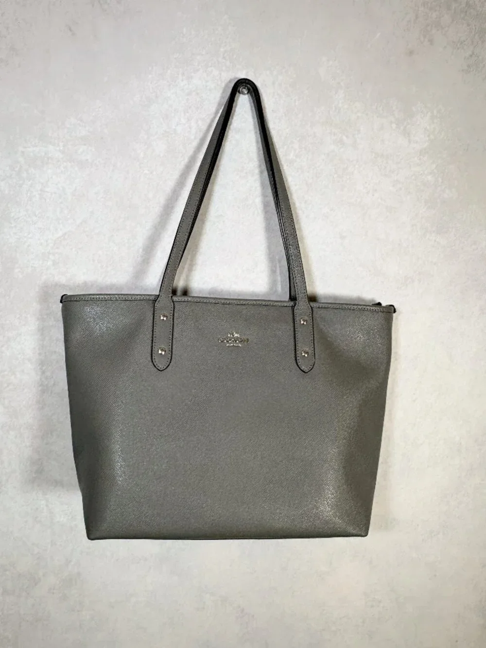 Coach City Zip Clasic Tote Gray Leather Shoulder bag